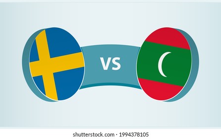 Sweden versus Maldives, team sports competition concept. Round flag of countries.