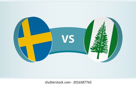 Sweden versus Norfolk Island, team sports competition concept. Round flag of countries.