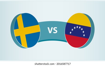 Sweden versus Venezuela, team sports competition concept. Round flag of countries.