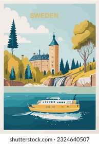 Sweden vintage poster design concept