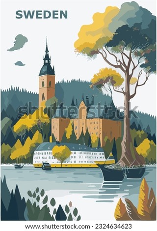 Sweden vintage poster design concept