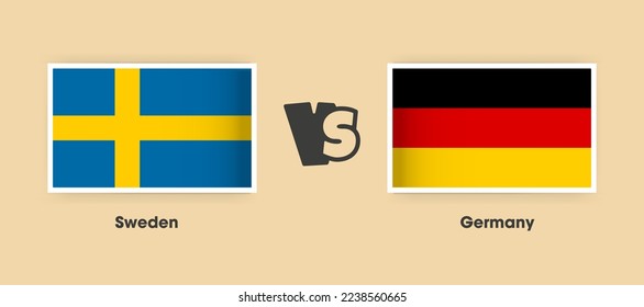 Sweden vs Germany flags placed side by side. Creative stylish national flags of Sweden vs Germany with background