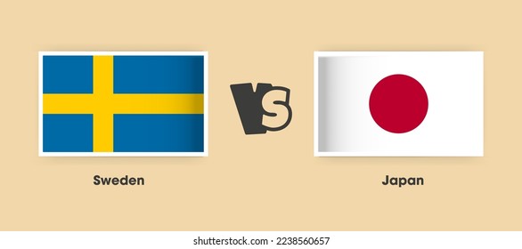 Schweden gegen Japan Flaggen nebeneinander angeordnet. Kreative stylische Nationalflaggen aus Schweden und Japan mit Hintergrund