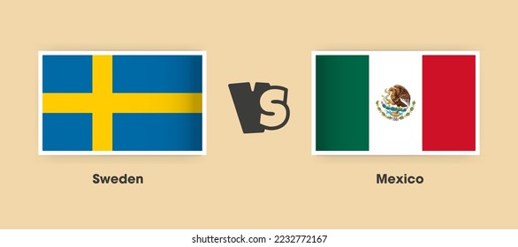Schweden gegen Mexiko Flaggen nebeneinander gestellt. Kreative stylische Nationalflaggen aus Schweden und Mexiko mit Hintergrund