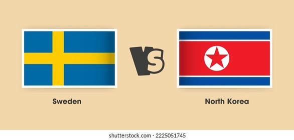 Schweden gegen Nordkorea Flaggen nebeneinander gestellt. Kreative stylische Nationalflaggen aus Schweden und Nordkorea mit Hintergrund