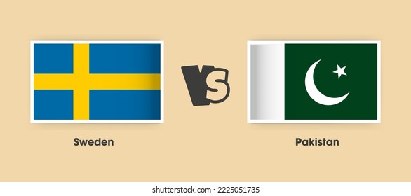 Sweden vs Pakistan flags placed side by side. Creative stylish national flags of Sweden vs Pakistan with background