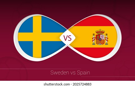 Sweden vs Spain in Football Competition, Group B. Versus icon on Football background. Vector illustration.