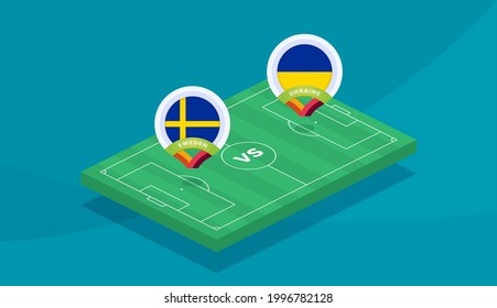 sweden vs ukraine match vector illustration Football euro 2020 championship 