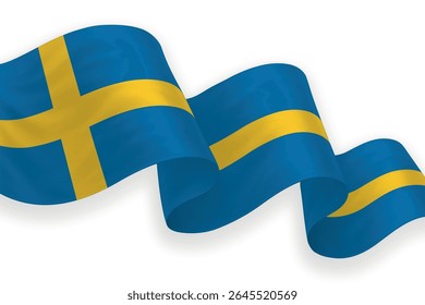 Sweden waving flag with bright colors on clean background