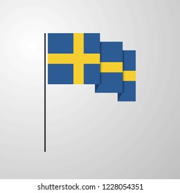 Sweden waving Flag creative background