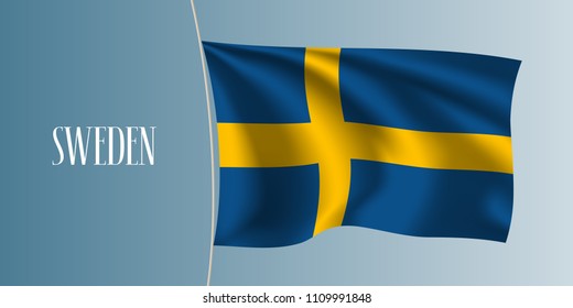 Sweden waving flag vector illustration. Iconic design element  as a national Swedish symbol 