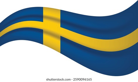 Sweden wavy flag, waving flag vector illustration
