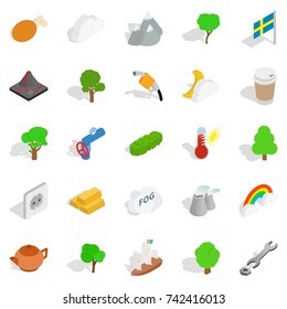 Sweden weather icons set. Isometric set of 25 sweden weather vector icons for web isolated on white background