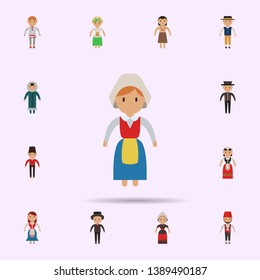 Sweden, woman cartoon icon. Universal set of people around the world for website design and development, app development