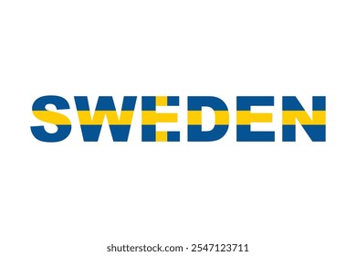 Schweden Wort mit Herzform, Schweden Flagge Vektorgrafik, Schweden Landesflagge ist ein Symbol der Freiheit, Nationale Schweden Flagge, Vektorgrafik
