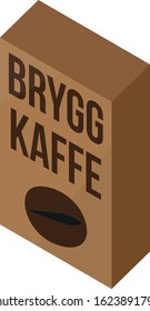 Swedish brewed coffee packaging in isometric vector.
