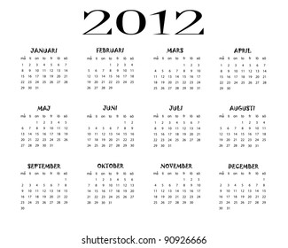 Swedish calendar 2012