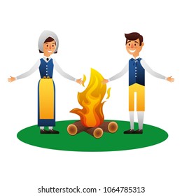 Swedish couple with campfire