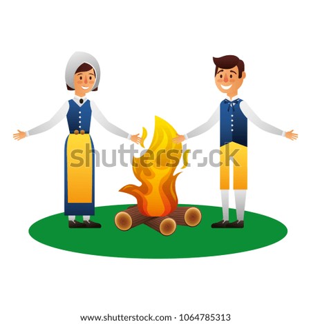 Swedish couple with campfire