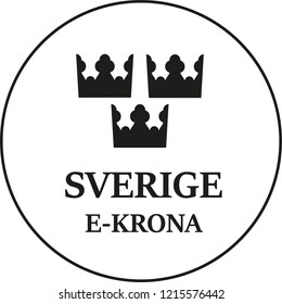 Swedish E-krona block chain currency vector symbol. Electronic money in Sweden.