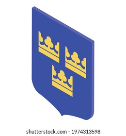 Swedish emblem icon. Isometric of swedish emblem vector icon for web design isolated on white background
