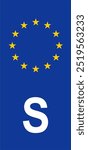 Swedish Euroband with National Symbol: Blue Background Representing European Union and Swedish Identity for Vehicle Registration.