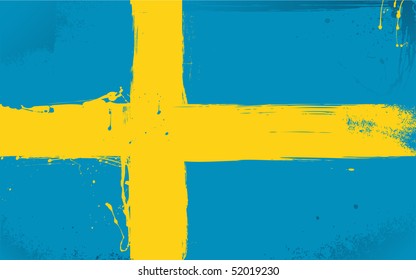 Bandeira sueca pintada no estilo grunge