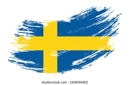 Swedish flag grunge brush background. Vector illustration.