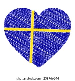 Swedish flag heart shape