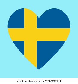 Swedish flag heart shape vector