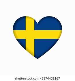 Swedish flag heart-shaped sign. Vector illustration.