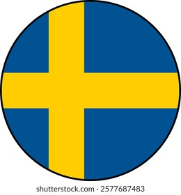 Swedish flag icon on transparent background. Vector icon with black outline around the flag