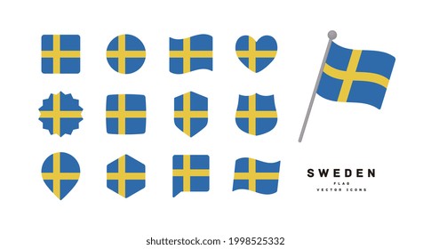 Swedish flag icon set vector illustration	