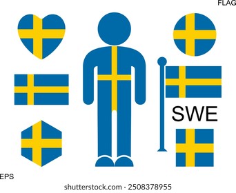 Swedish flag. Isolated Swedish flag on white background