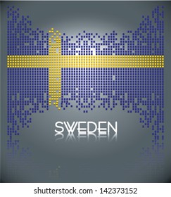 Swedish flag made out of square blocks, vector eps10