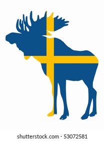 Swedish flag and moose