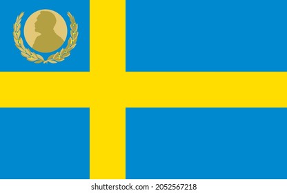 Swedish Flag With Nobel Prize Fantasy Symbol, Sweden, Vector Illustration