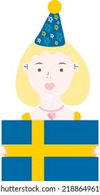 Schwedische Flagge, Vektorgrafik, handgezeichnet, schwedische Krone, handgezeichnet 