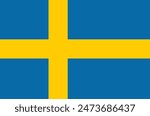 Swedish flag vector illustration in flat style. 