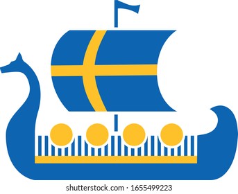 Swedish Flag with Vikings Ship