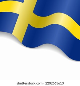 Swedish flag wavy abstract background. Vector illustration.