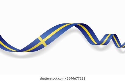 Layout de plano de fundo ondulado abstrato da bandeira sueca. Ilustração vetorial.