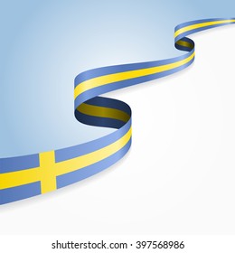Swedish flag wavy abstract background. Vector illustration.