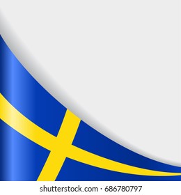 Swedish flag wavy abstract background. Vector illustration.