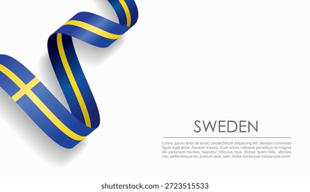 Cinta ondulada de la bandera sueca, que simboliza el orgullo nacional, ideal para temas de diseño patriótico o cultural. Ilustración vectorial.