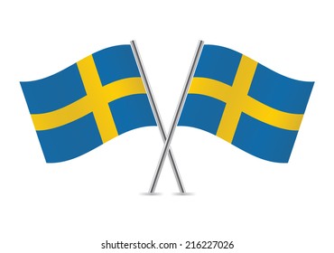 Swedish flags. Vector illustration.