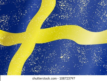 Swedish grunge flag. Grunge effect can be cleaned easily.