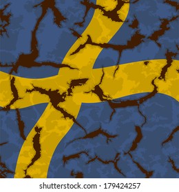 Swedish grunge flag. Vector illustration.