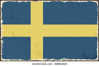 Swedish grunge flag. Vector illustration. Grunge effect can be cleaned easily.