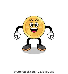 swedish krona cartoon with surprised gesture , character design